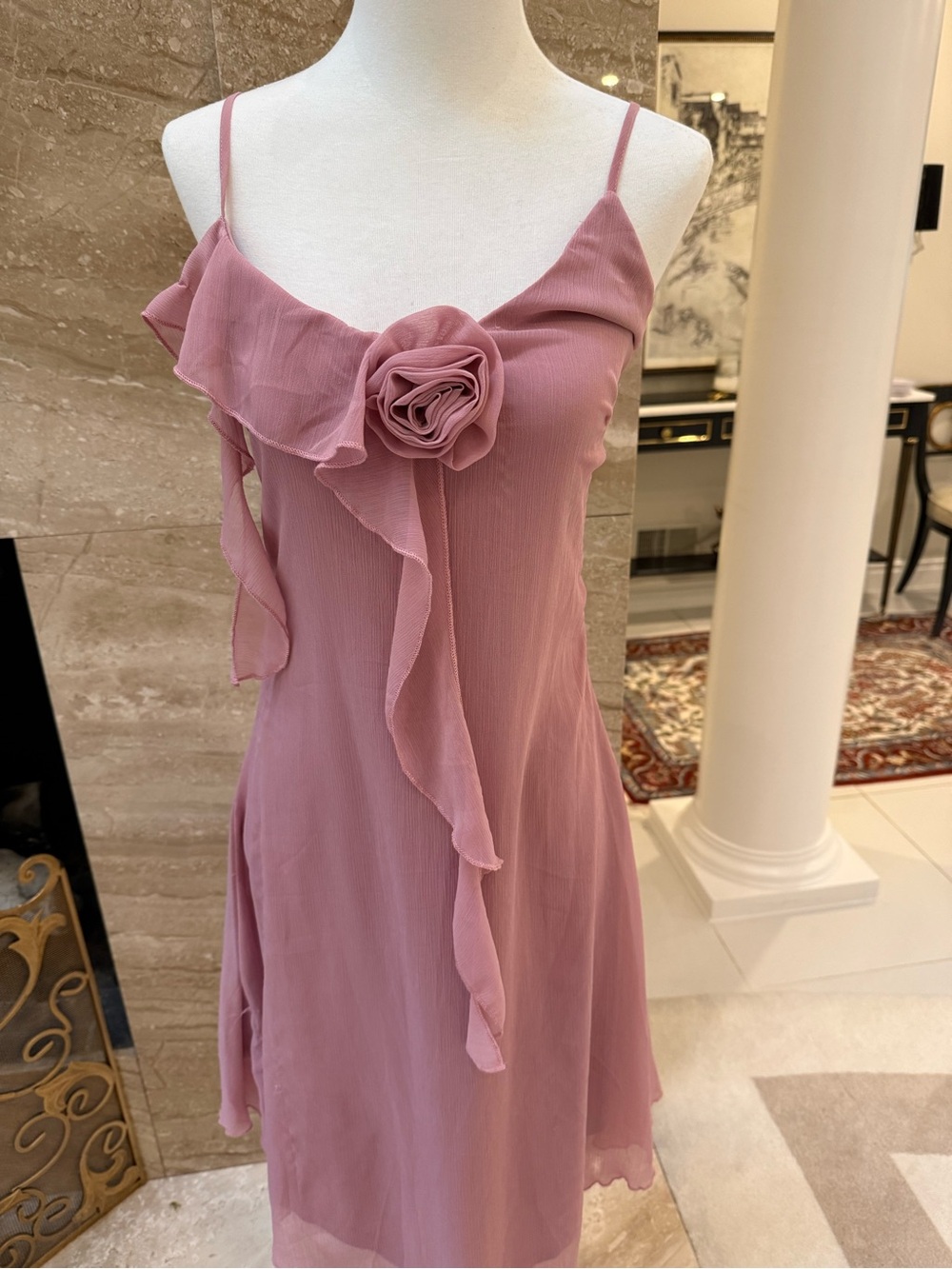 Motel Rocks Dusty Rose Strapless-Style Slip Dress with Rose Accent